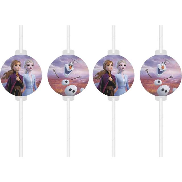 Frozen 2 Disposable Party Drinking Straws (Pack of 4) One Size white