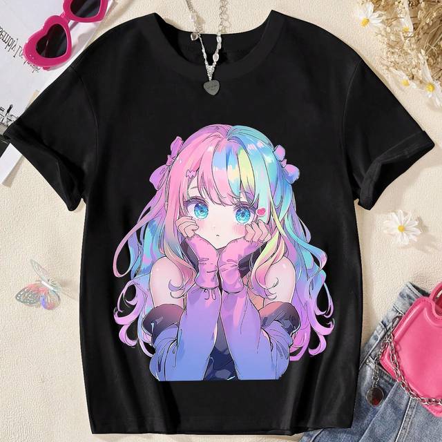 SHEIN Teen Girls  Round Neck Printed Casual Summer Short-Sleeved T-Shirt