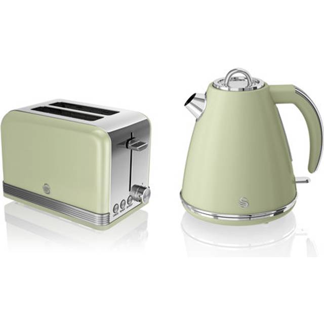 Swan retro twin pack green - 1.5l jug kettle 3kw & 2 slice toaster