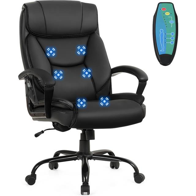 Executive Chair with 6 Point Massage and Adjustable High Back-Black