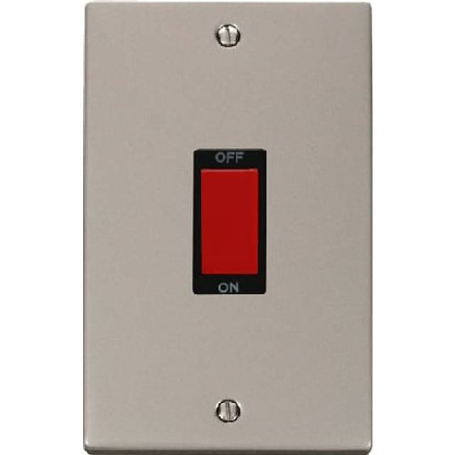 Click Deco 2 Gang 45A DP Switch Pearl Nickel Insert Black