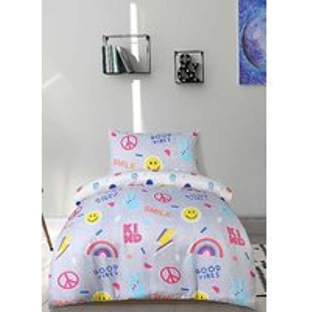 Luxury Super Soft Reversible Fun Graffiti Duvet Set & Pillowcases - Multi - Single