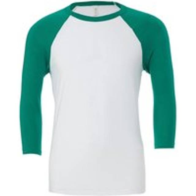 (XXL, White/Kelly Green) Bella + Canvas Unisex Adult Triblend 3/4 Sleeve Baseball T-Shirt