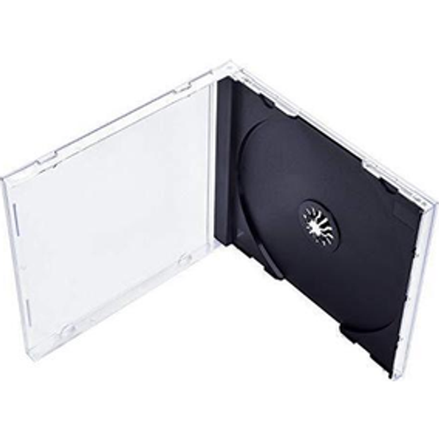 Maxtek 10.4 mm Standard Single Clear CD Jewel Case with Assembled Black Tray  100 Pack