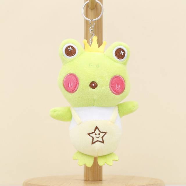 (Yellow) Cute Cartoon Frog Plush Keychain Short Plush Stuffing Pp Cotton 12cm Tall Toy