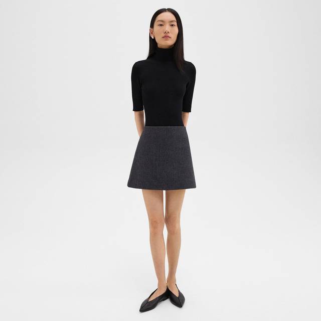 Theory Wool-Blend Tweed High-Waisted Mini Skirt