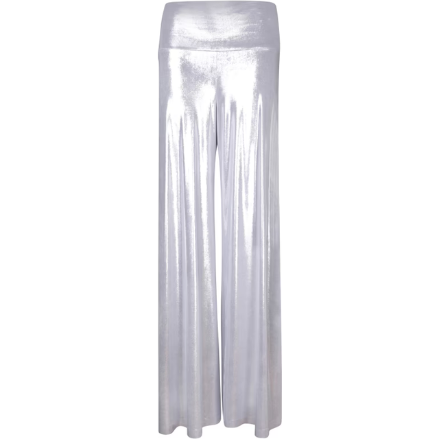 Norma Kamali Elephant lame wide-leg pants - silver (UK 8)