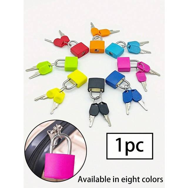 SHEIN 1pc Portable Small Color Plastic Lock Luggage Padlock,1pc  Padlock With 2pcs Key,Colored Casing/23mm Zinc Alloy/Tsa Approved Luggage Lock, Small And S