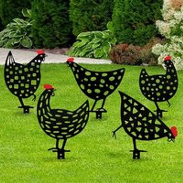 Easylife Garden Chicken Silhouettes in Red, Size Set of 5, Acrylic