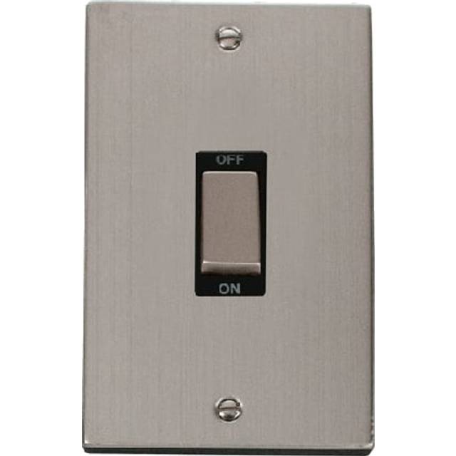 Click Deco 45A Ingot 2 Gang DP Switch Stainless Steel Insert Black