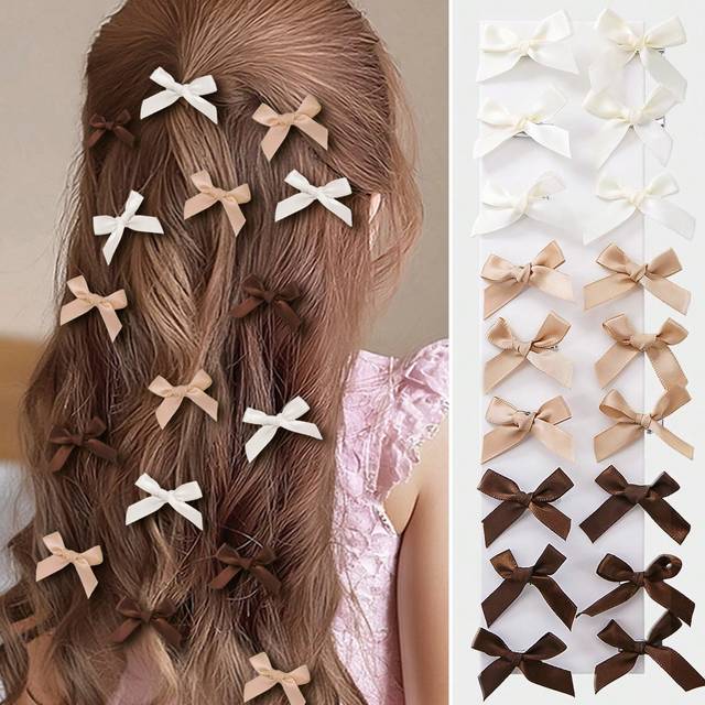 SHEIN 20pcs/Set Baby Girl Khaki Bowknot Princess Hair Clips Hair Accessories Daily Use