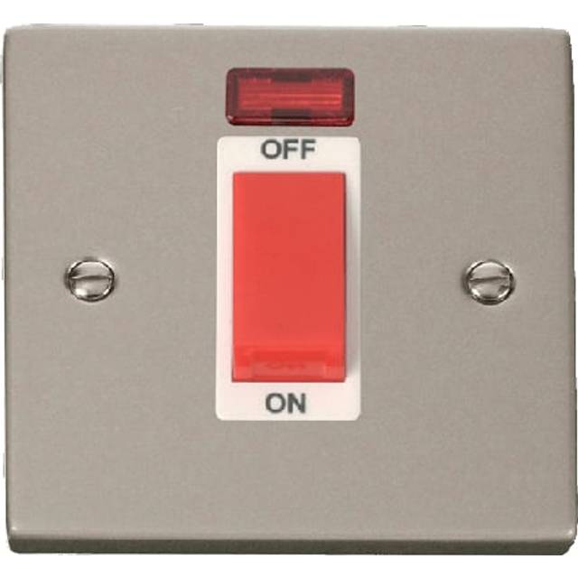 Click Deco 1 Gang 45A DP Switch with Neon Pearl Nickel Insert White