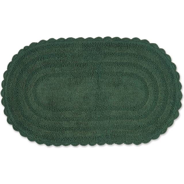DII Dark Green Large Oval Crochet Bath Mat