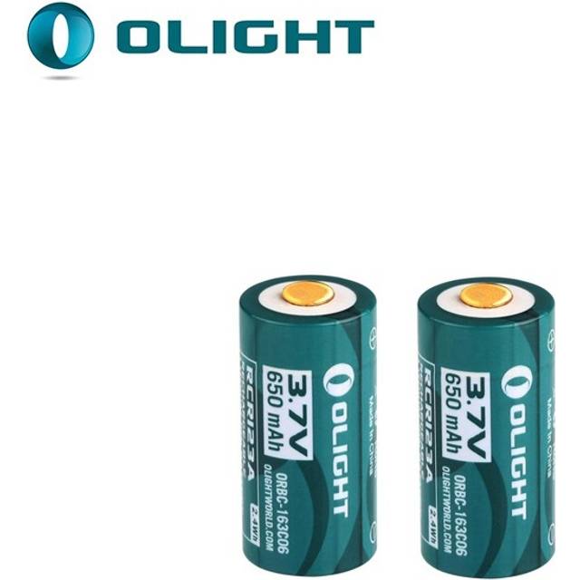 Olight orbc 163 c 06 650 mah 3.7v rcr 123a 16340 uppladdningsbart litiumjonbatteri - 2 st
