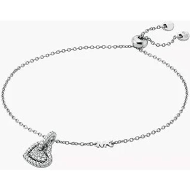 MK Precious Metal-Plated Sterling Silver Pavé Heart Bracelet - Silver - Michael Kors - ONE SIZE