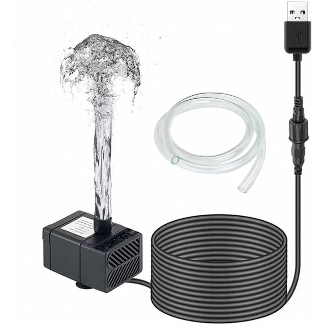 SHEIN USB Mini Submersible Water Pump With Tubing For Pet Fountain, Aquarium Fish Tank, Pond, Fountain, Hydroponics