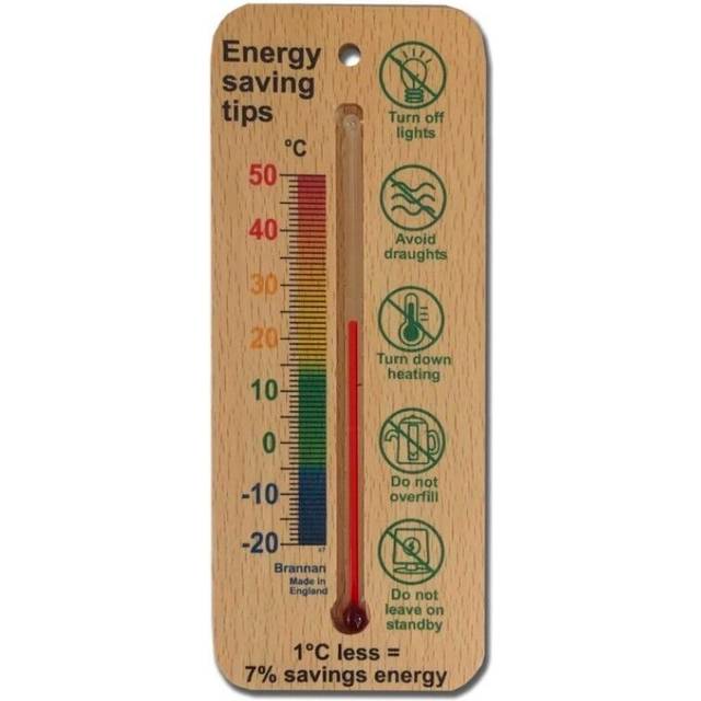 150mm wood wall thermometer with energy saving tips- room temperature