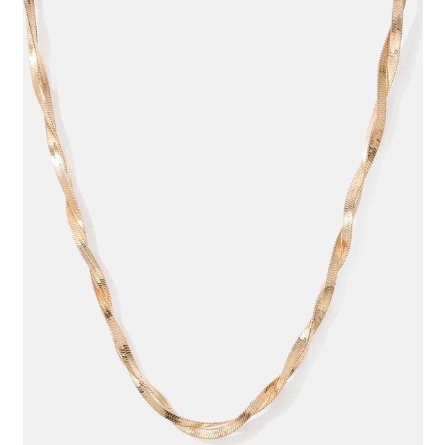 Guldfärgat halsband - dubbel vriden platt länk, 37+6cm
