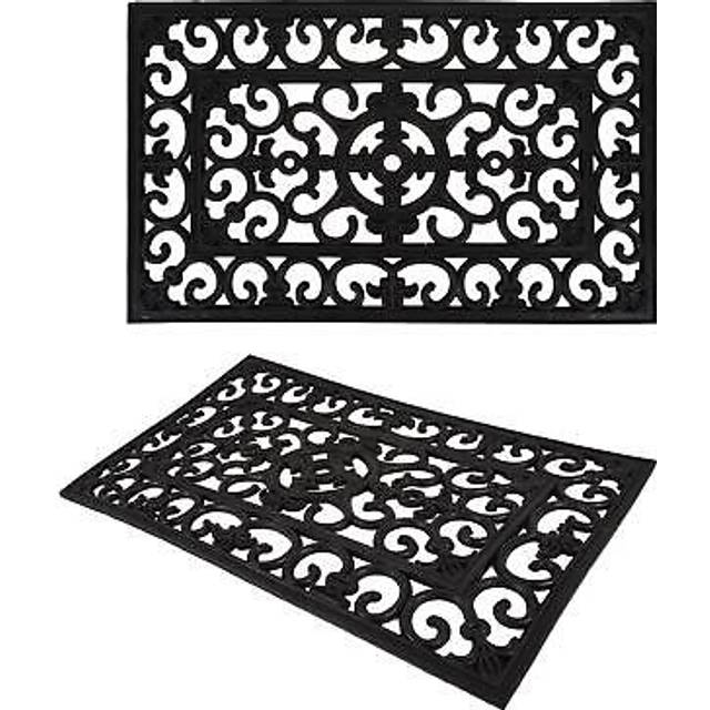 Albert Austin Heavy Duty Rubber Door Mat | Wrought Iron Effect | Doormat for Patio Front Door | Non-Slip Indoor Outdoor Use Black Mats | Waterproof