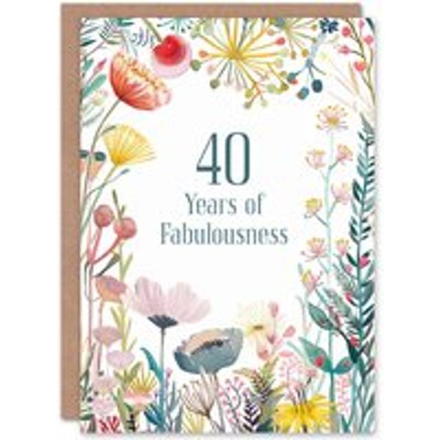 Greeting card years fabulous 40th 40 years old floral flowers birthday