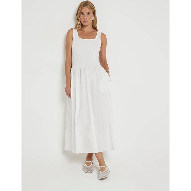 River Island Womens White Hybrid Skater Midi Dress