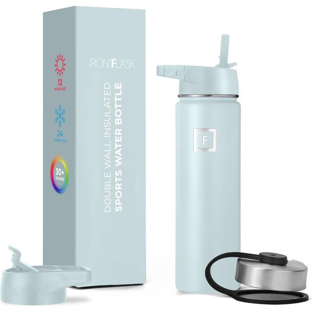 IRON ?FLASK Camping & Hiking Hydration Flask with 3 Lids - Stainless Steel  Double Walled & Vacuum Insulated Water Bottle - Leak Proof & BPA Free (Mor