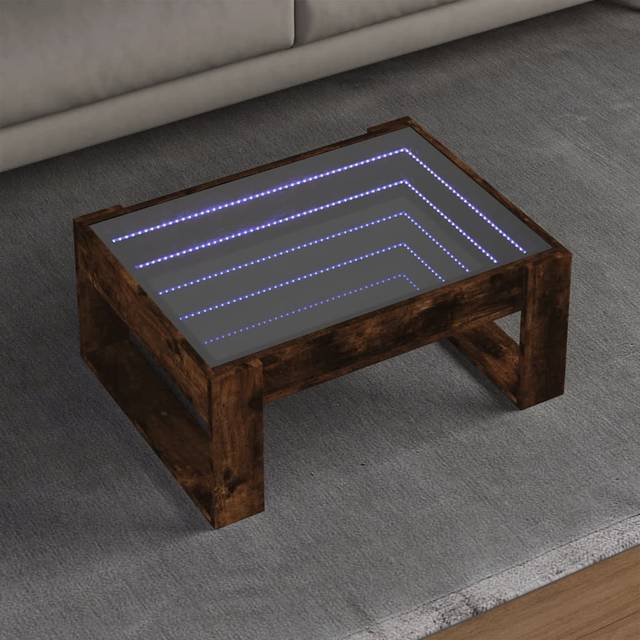 vidaXL Coffee Table with Infinity LED Smoked Oak 70x53x30 cm - Brown