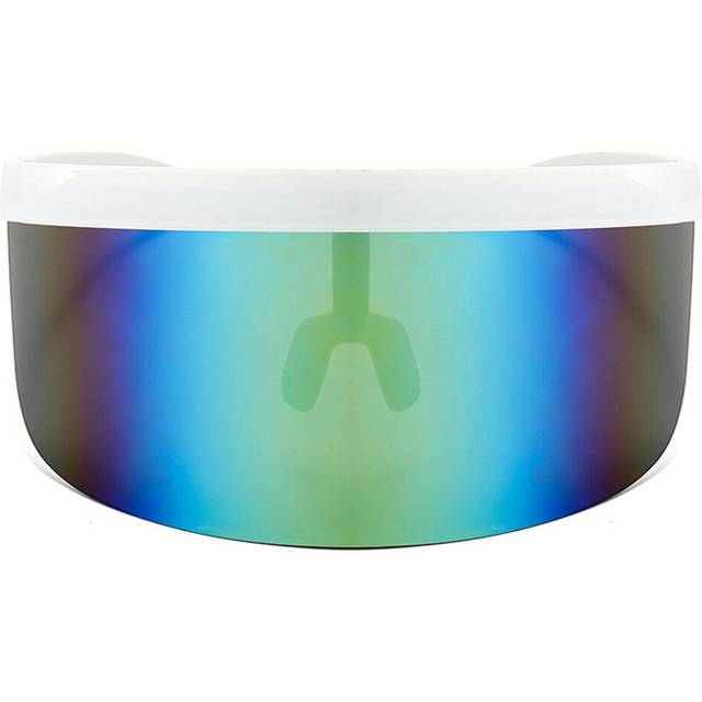 (Color3) Oversize Sunglasses Retro Futuristic Shield Visor Face Mask Colorful Sun-proof Dust-proof Anti-spray Goggles Side