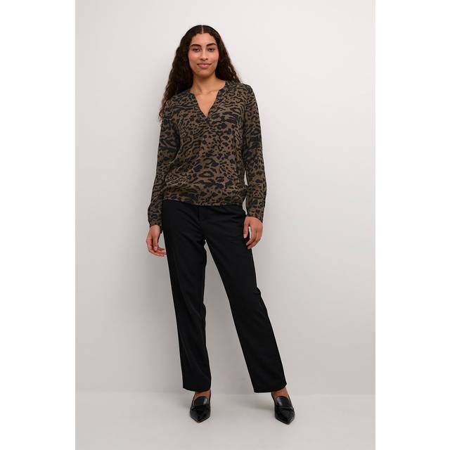 KAFFE Ditte Animal Print Top, Brown/Black