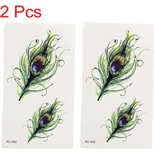 2pcs Peacock Feathers Pattern Temporary Tattoo Stickers Body Arm Art Tattoos