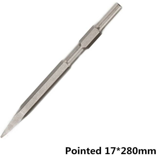 (Pointed17*280mm) 17 x 280/400/600mm Pointed/Flat Head Hex Shank Drill Bit for Hammer Drill Machine Slot