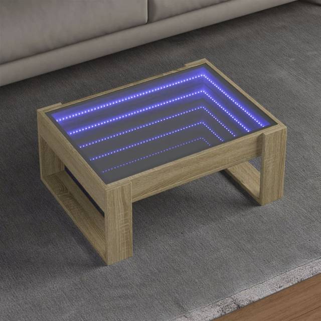 vidaXL Coffee Table with Infinity LED Sonoma Oak 70x53x30 cm - Brown
