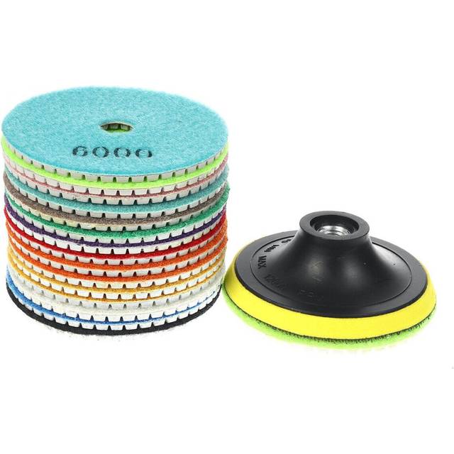 (B 5Pcs) 17pcs 4 Inch 30-800 Grit Diamond Polishing Pads Set for Marble Granite Stone Concrete