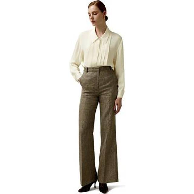 LILYSILK Silk Wool Trousers Silk-Wool Blend Boot Cut UK flax UK 8