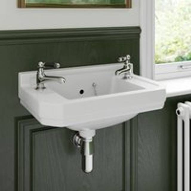 Park Lane Traditional 2 Tap Hole Wall Hung Cloakroom Basin