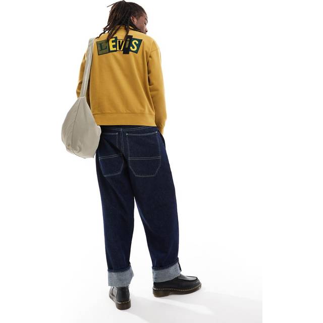 Levi's – Skateboarding – Mörkgul, avslappnad sweatshirt i chenille med påsydd logga baktill