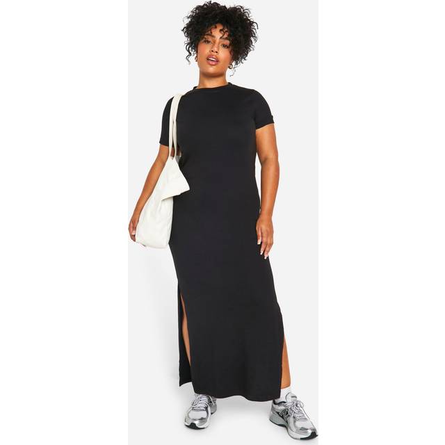 Womens Plus T-Shirt Maxi Dress - Black - 24, Black