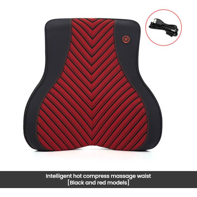 (Massage-Red-Waist) Car Neck Massage Pillow Lumbar Support Cushion Auto Seat  Relax Head Waist