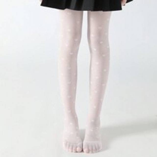 1 bit Kids 3D Flower Mesh Net Hjärtmönstrade Strumpbyxor - Vitt (4-7Y,2-6Y,8-11Y,11-14Y)