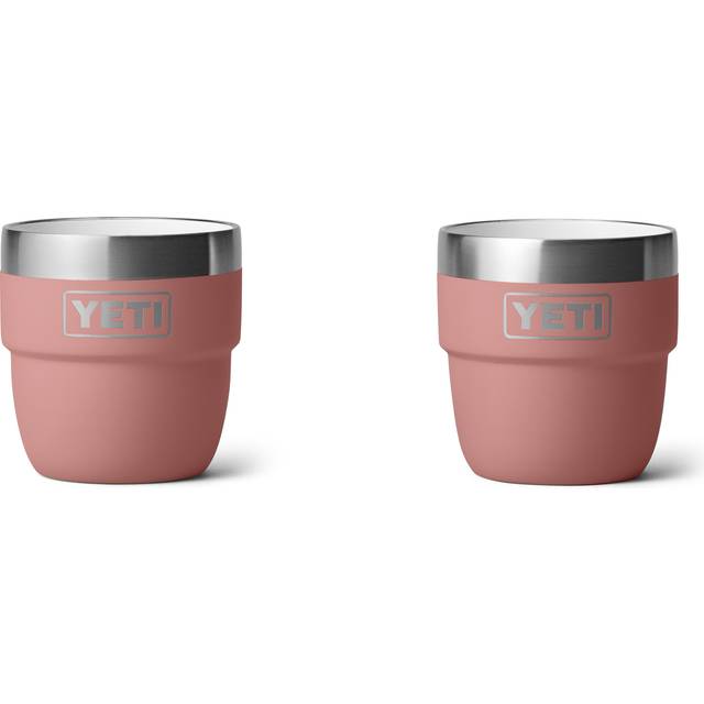 YETI Rambler 4 oz Stackable Cup  Stainless Steel  Vacuum Insulated Espresso/Coffee Cup  2 Pack  Sandstone Pink