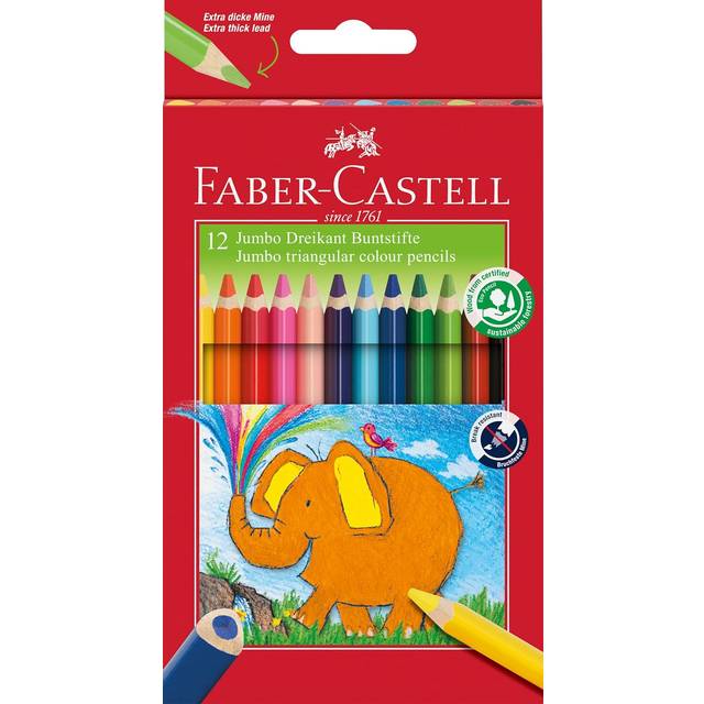 Faber-Castell 116501 Triangular Jumbo Coloured Pencil (Pack of 12)