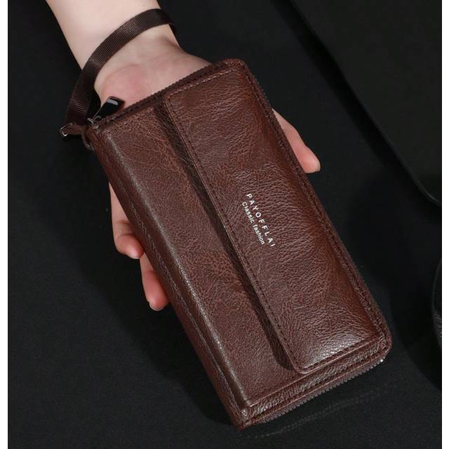 SHEIN Men&#39;s Business Double Layer PU Leather Buckle Men&#39;s Bank Card Clip Zipper Wallet Wallet Old Style Men For Men Wallet Purse Wallet Long Wallet Wristlet