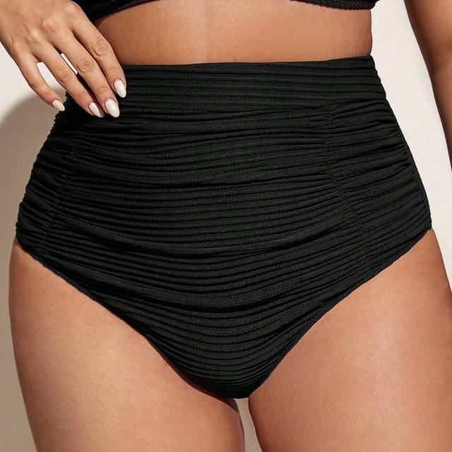 Swim Basics Summer Beach Women&#39;s Plus Size Solid Color Ruffled Bikini Bottom