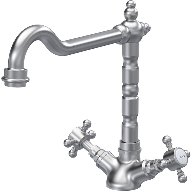 Traditional french classic mono sink mixer tap - brushed nickel