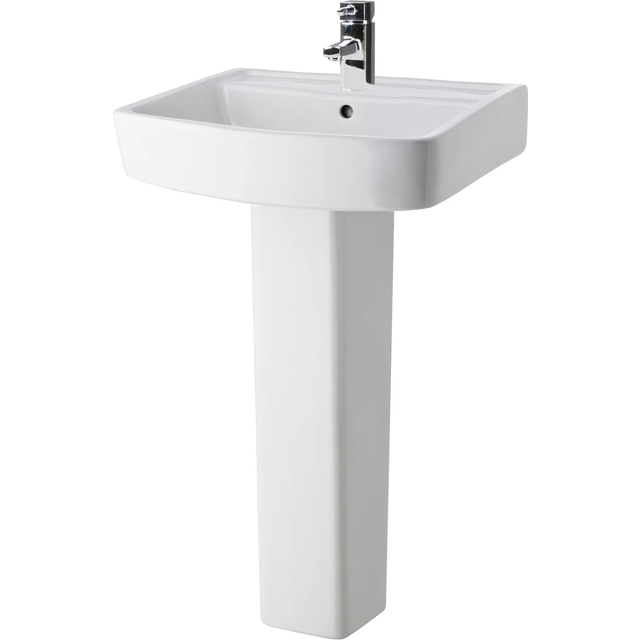 Square 1 Tap Hole Basin & Full Pedestal - 520mm