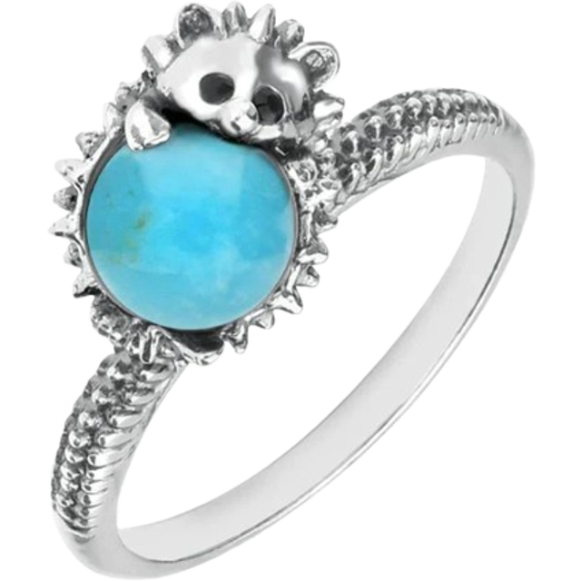 Sterling Silver Turquoise Tiny Hedgehog Ring