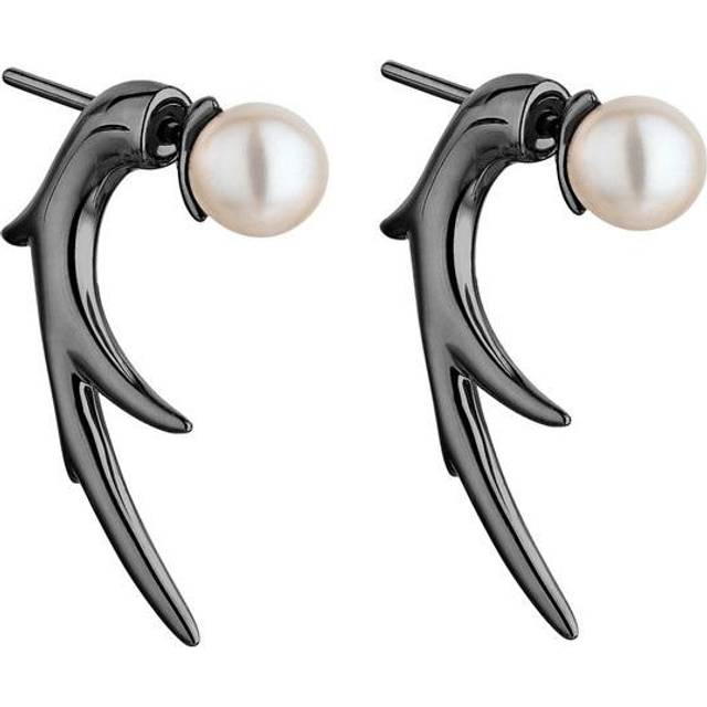 Shaun Leane - Cherry Blossom earrings - women - Rhodium Plated Sterling Silver - One Size - Black