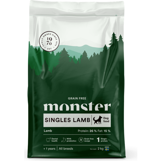 Monster Dog Grain Free Singles Lamb - Torrfoder Hund - 2 Kg