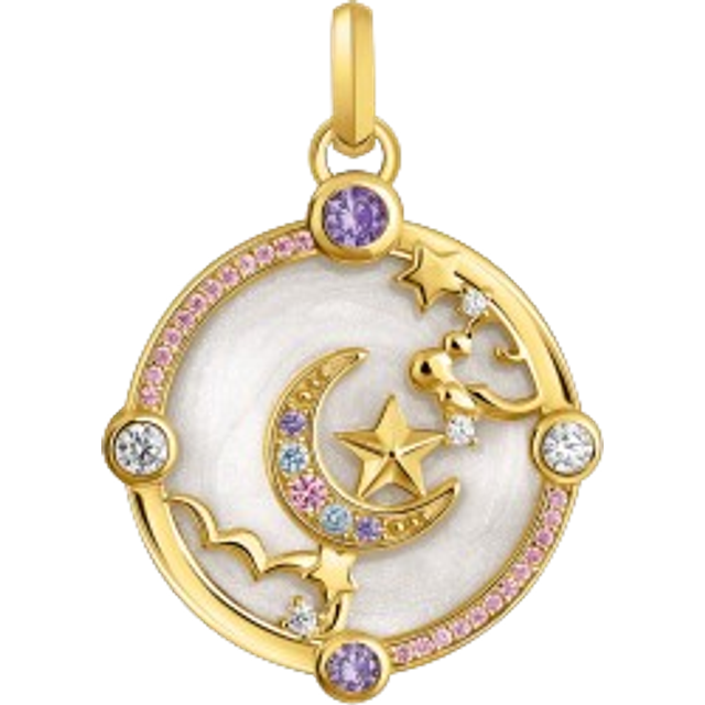 THOMAS SABO Gold Plated Crescent Moon Stone Set Charm PE954-565-7 - Multi-Coloured