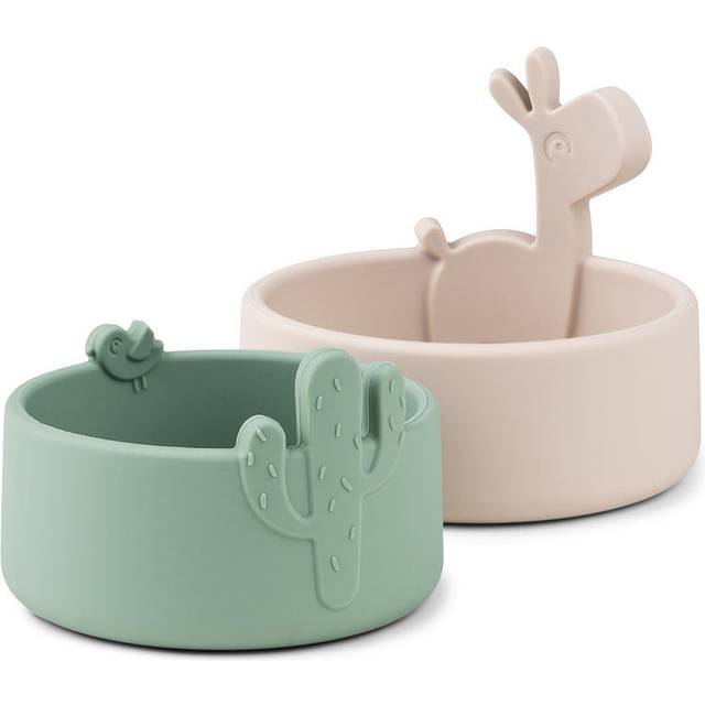 Done by Deer Silikon skålar set 2-pack Lalee Sand/Green - Multifärgad